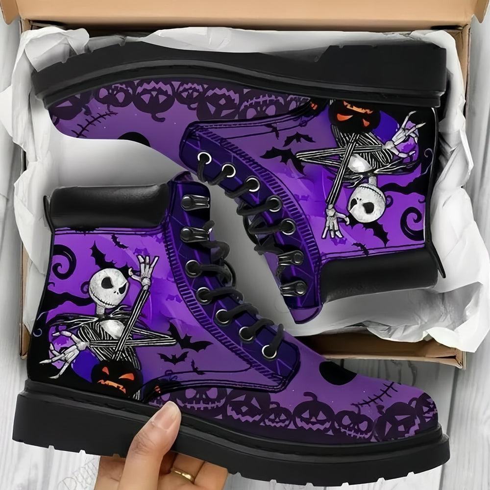 Betterthy Printing Retrol Style Skull Martin Boots for Men and Women