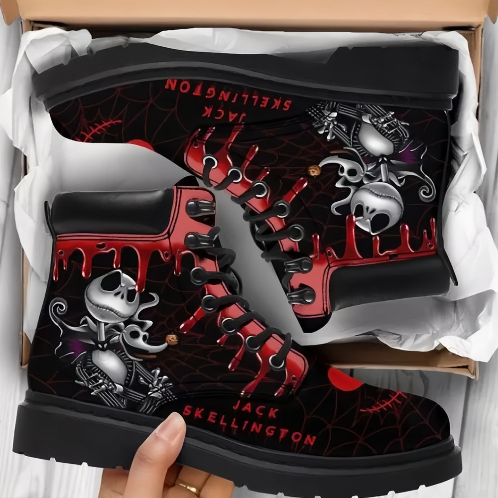 Betterthy Printing Retrol Style Skull Martin Boots for Men and Women