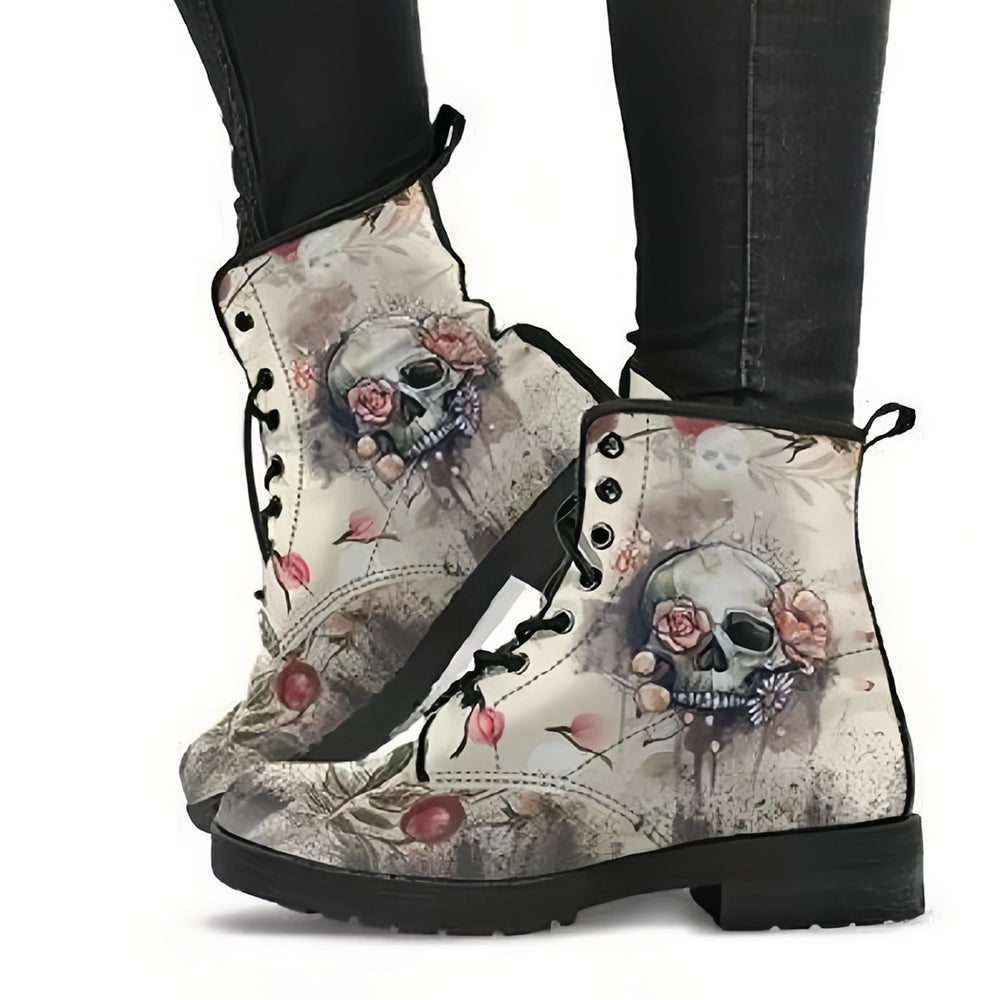 Betterthy Printing Retrol Style Skull Martin Boots for Men and Women