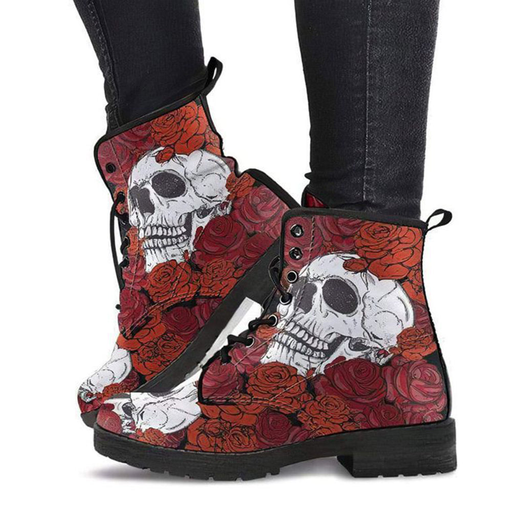 Betterthy Printing Retrol Style Skull Martin Boots for Men and Women