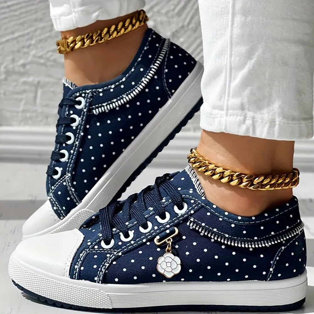 Betterthy Women's Mesh Flat Sneakers, Casual Round Toe Lace Up Low Top Shoes