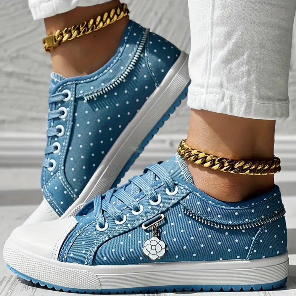 Betterthy Women's Mesh Flat Sneakers, Casual Round Toe Lace Up Low Top Shoes