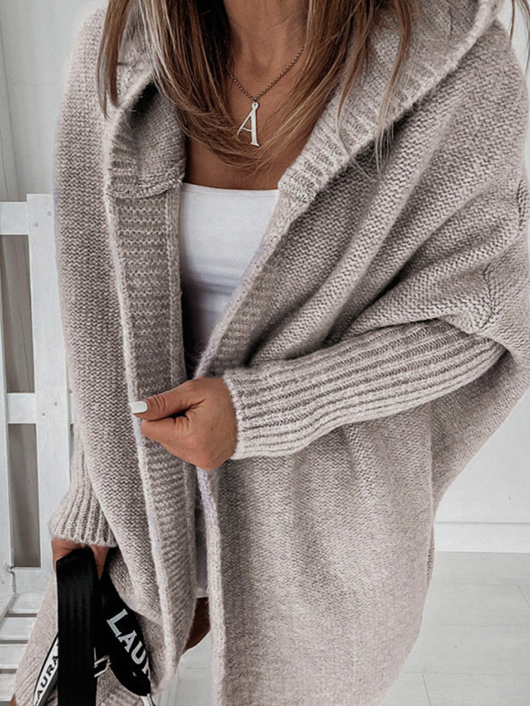 Betterthy 🔥2024 NEW Bat Sleeve Loose Hooded knitted Sweater Cardigan