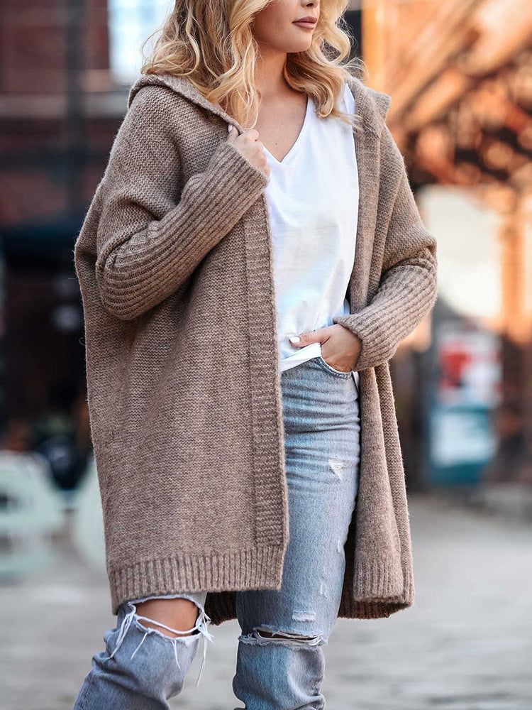 Betterthy 🔥2024 NEW Bat Sleeve Loose Hooded knitted Sweater Cardigan