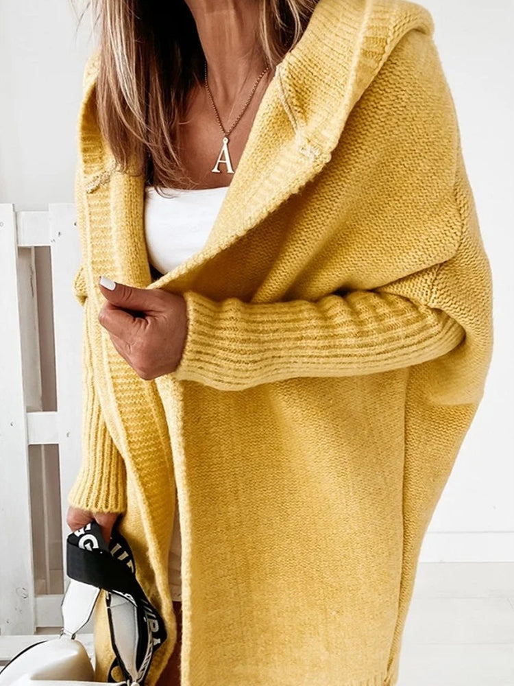 Betterthy 🔥2024 NEW Bat Sleeve Loose Hooded knitted Sweater Cardigan