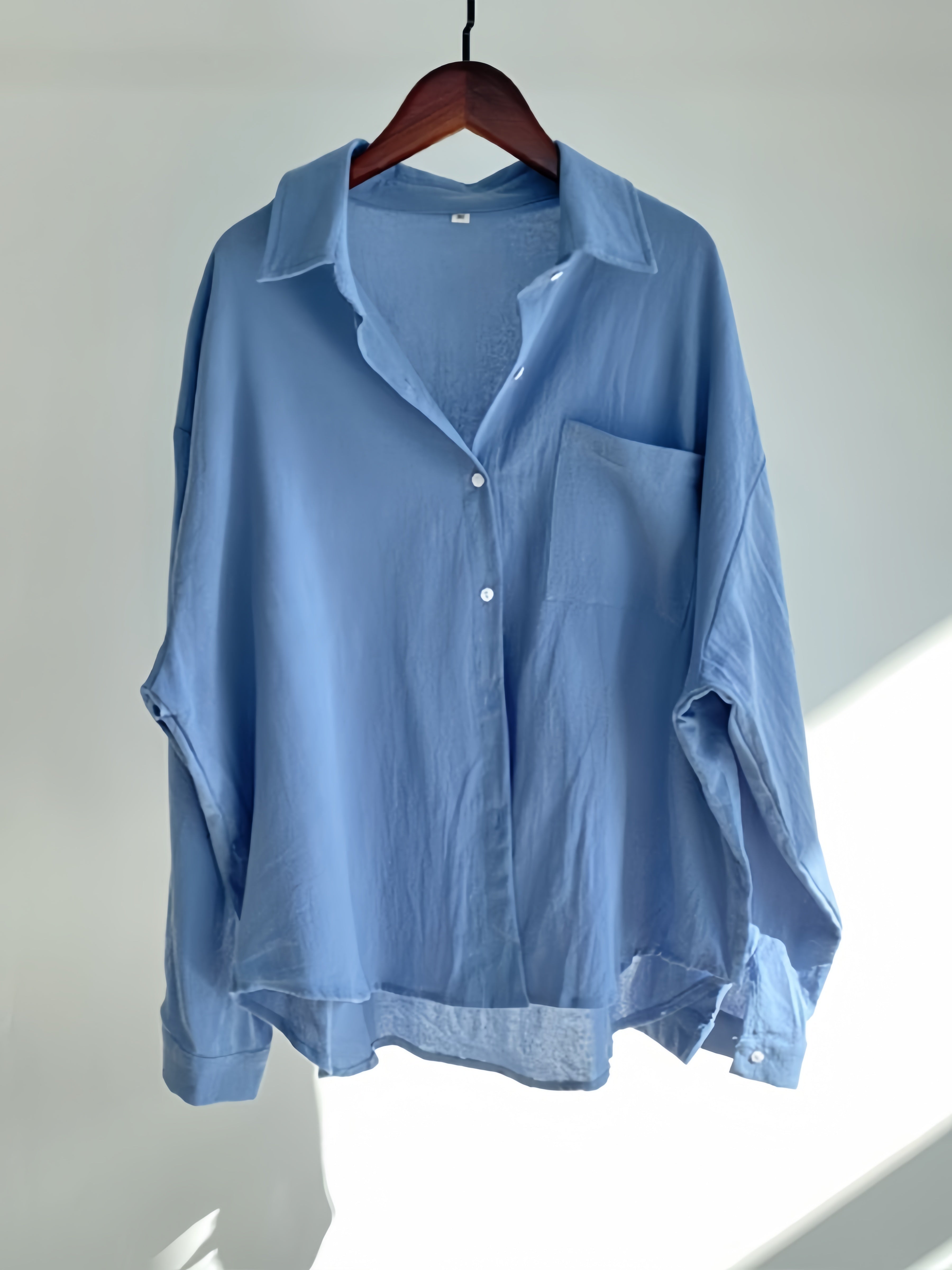 Betterthy Women's Solid Color Cotton&Linen Long Sleeve Shirt