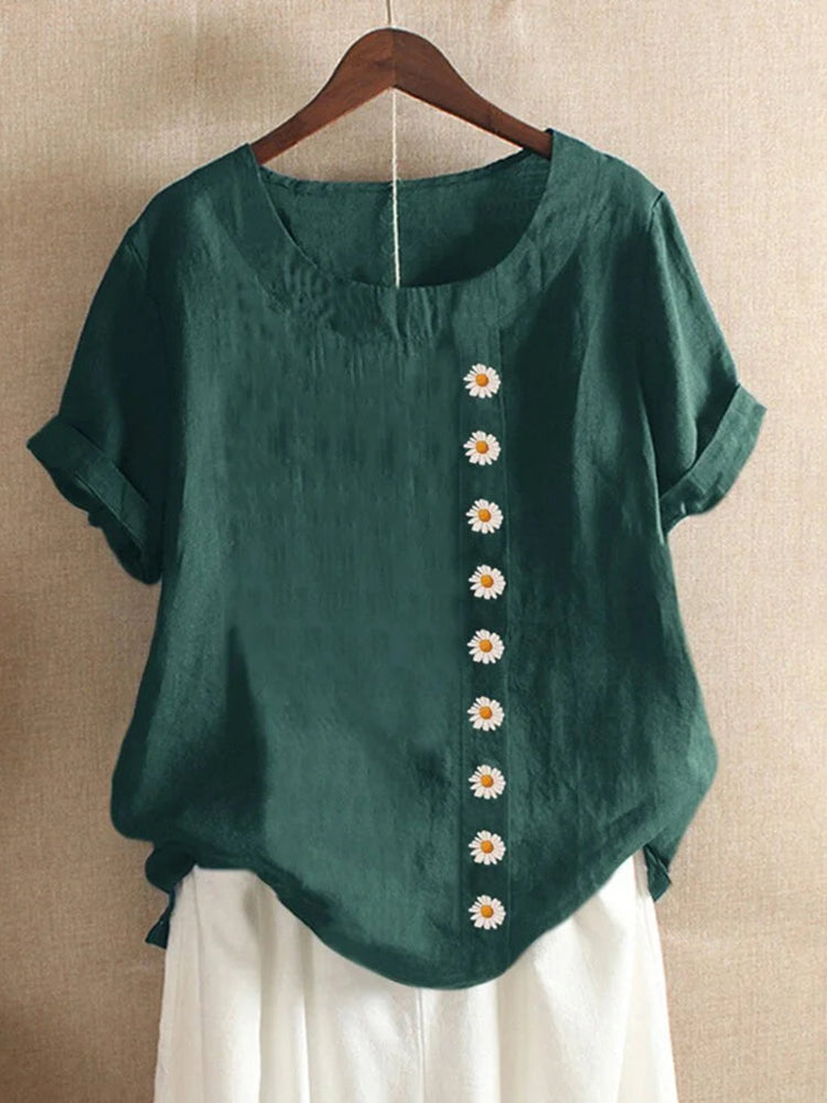 Betterthy Women's Daisy Round Neck Loose Blouse